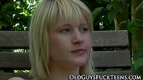 yo, this outdoor teen 18+ swallows old guy’s load in high def!