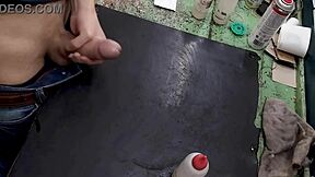 caught masturbating on workbench at work, so hot 😈