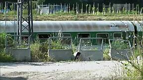 y blonde girl bangs with 2 teen 18+ guys on public street