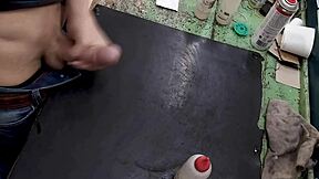 caught masturbating on workbench at work, so hot 😈