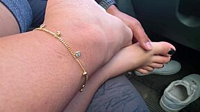 Touching Her Feet And Ass In Public Street While She Rests In Car!