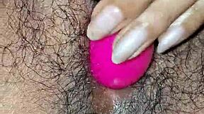 Very Hot Hairy Desi Indian Bhabhi Inserting Dildo!