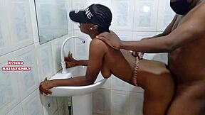 Hot ebony amateur showcases her tight black pussy in homemade porn.