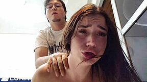 beautiful amateur wife sucks big cock, vomits, then gets anal creampie in her tight ass