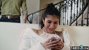 Petite latina teen penelope woods gets taboo blowjob from surprised stepdaddy