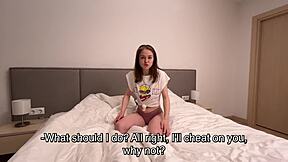 skinny mommy roleplays with uncle while cuckold husband watches old daddy cum