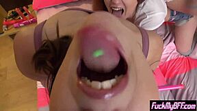 Petite sorority teens pounded by neighbor's huge cock