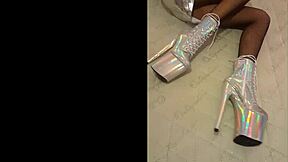 i love this silver and fishnet pantyhose on her big ass