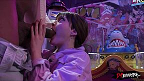 let's fuck right here in the arcade with my big black cock