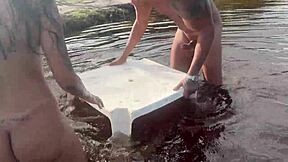 fucking in lake with hot brunette