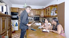 Vicious Interracial Threesome in Kitchen with Vampirosa and Paris Featuring Intense Fucking and Dildo Play