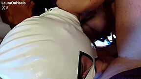 Does this milf in pantyhose blowjob end with cum in mouth?