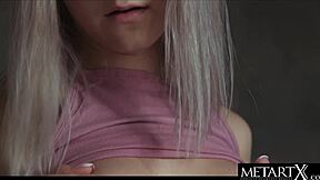 Cute blonde masturbates face down ass up.