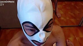 Does this milf in pantyhose blowjob end with cum in mouth?