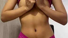 hot petite 18+ girl in pink underwear excites me in her dorm chair