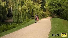 hunter picks up shaved teen in park for rough pov fucking