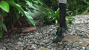 Beauty Gets Bound And Tickled Outdoors.