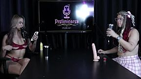 She had to strip during the game, revealing her stunning breasts and pussy - Sofie Lollipop in sheer red.