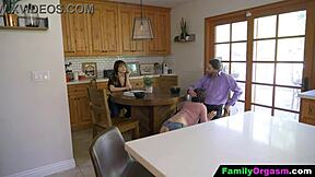 Old Man Fucks Daring Strip Daughter And Wife While She Cooks Spaghetti