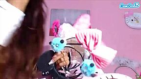 amazing teen uses big dildo on webcam