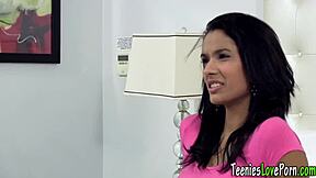 the latina teen got creamed after a hot blowjob and handjob