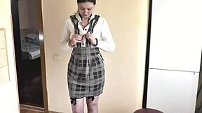 Teen fingers pussy under skirt and squirts! 😍