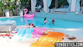 Three Teens at the Pool End Up in Lesbian Fun