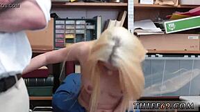 pawn shop police woman attempts theft in uniform.