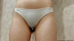 Want to see me pee through panties in the bath? I squeeze them right into your mouth!