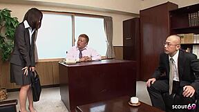 slim japanese office girl seduces for double creampie in uncensored mmf 3some