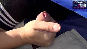 i give risky handjob to classmate under table during lesson, cumshot on feet