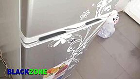 step mom heats up the kitchen with ebony ass