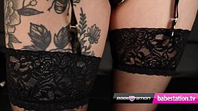 Petite Roxy Bardot Teasing with Wand in Stockings?