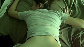 skinny 18 year old with small waist deepthroats stepfather's cock upon waking, squeezing last drop of cum