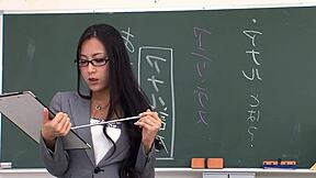 skinny japanese teacher seduces for double creampie in class 😏