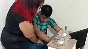 horny secretary sucks my cock 😈 in pantyhose