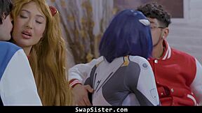 Naughty cosplayers stepsisters, let's swap our stepbrothers for fun.