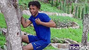 Petite Peruvian Dora receives anal therapy outdoors