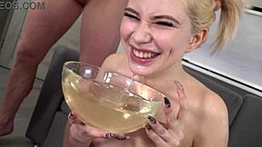 kami yammy takes on three monster cocks with piss drinking