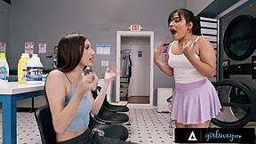 Bored Girlfriends Maya Woulfe And Summer Col Have A Wild Time At The Laundromat