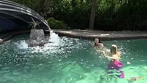 Playful Lesbian Teens Love Playing With Depraved Pussies At Pool