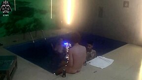 Blonde wife has threesome with husband and friend in pool