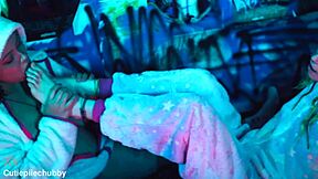 bbw ebony licks and sucks petite tattooed girlfriend's feet intensely