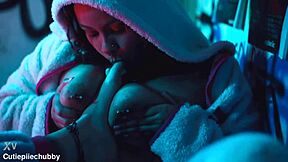 bbw ebony licks and sucks petite tattooed girlfriend's feet intensely