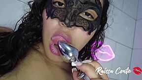 Raissa Conte sucks cock then takes anal plug
