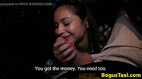 European teen bent over in car, doggystyled by taxi driver while neighbors spy 😏