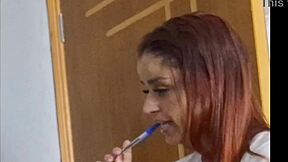 Perverted Grandpa Receives Delivery Girl With Exposed Cock On Voyeur Scene