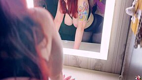 She asks if he can impregnate her in front of the mirror during doggystyle