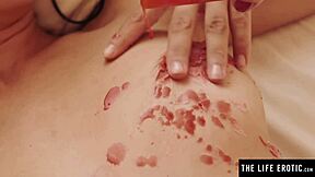 Lesbian beauty voraciously eats girlfriend's wet pussy