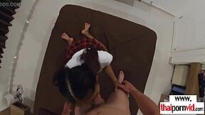 I am an amateur Thai teen in a sexy uniform getting fucked by a big white dick.